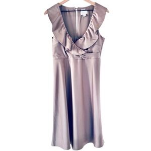 J.Crew Rosalind Satin Sleeveless Midi Dress Taupe Size 6